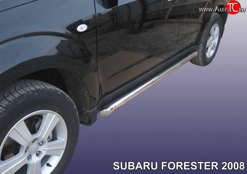 13 999 р. Защита порогов из круглой трубы диаметром 57 мм Slitkoff Subaru Forester SH (2008-2013) (Цвет: нержавеющая полированная сталь)  с доставкой в г. Вологда