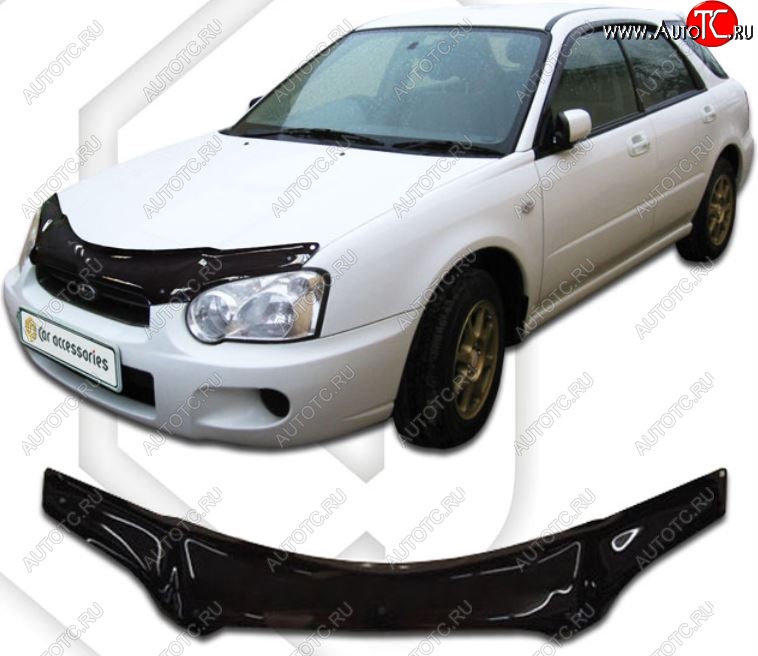 2 159 р. Дефлектор капота (GD2, GDA) CA-Plastiс  Subaru Impreza ( GD,  GG) (2002-2005) седан 1-ый рестайлинг, хэтчбэк 1-ый рестайлинг (Classic черный, Без надписи)  с доставкой в г. Вологда