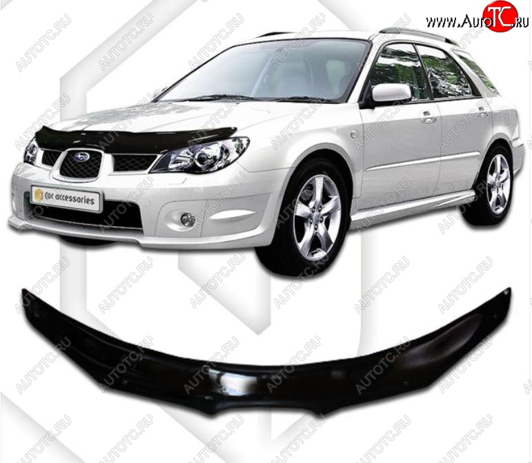1 999 р. Дефлектор капота CA-Plastiс  Subaru Impreza ( GD,  GG) (2005-2007) седан 2-ой рестайлинг, хэтчбэк 2-ой рестайлинг (Classic черный, Без надписи)  с доставкой в г. Вологда