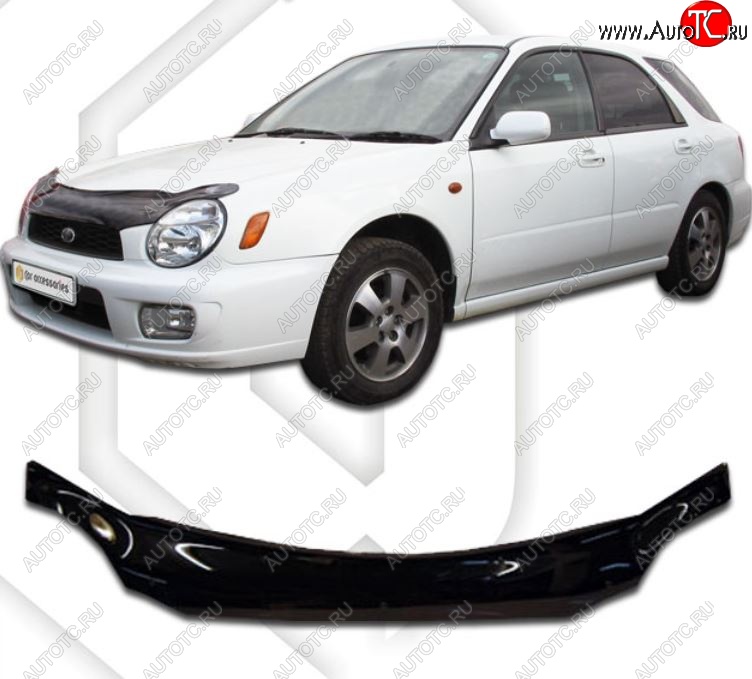 2 079 р. Дефлектор капота (GGA, GGB) CA-Plastic  Subaru Impreza ( GD,  GG) (2000-2002) седан дорестайлинг, хэтчбэк дорестайлинг (Classic черный, Без надписи)  с доставкой в г. Вологда
