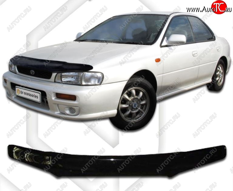1 999 р. Дефлектор капота (GC1-GC8) CA-Plastic  Subaru Impreza  GC (1992-2000) седан (Classic черный, Без надписи)  с доставкой в г. Вологда