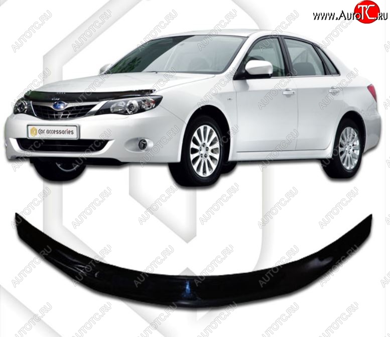 1 899 р. Дефлектор капота CA-Plastiс Subaru Impreza GE седан (2007-2012) (Classic черный, Без надписи)  с доставкой в г. Вологда
