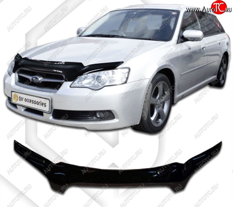 2 159 р. Дефлектор капота CA-Plastic  Subaru Legacy ( BL/B13,  BL,B13) (2003-2009) дорестайлинг седан, рестайлинг седан (Classic черный, Без надписи)  с доставкой в г. Вологда
