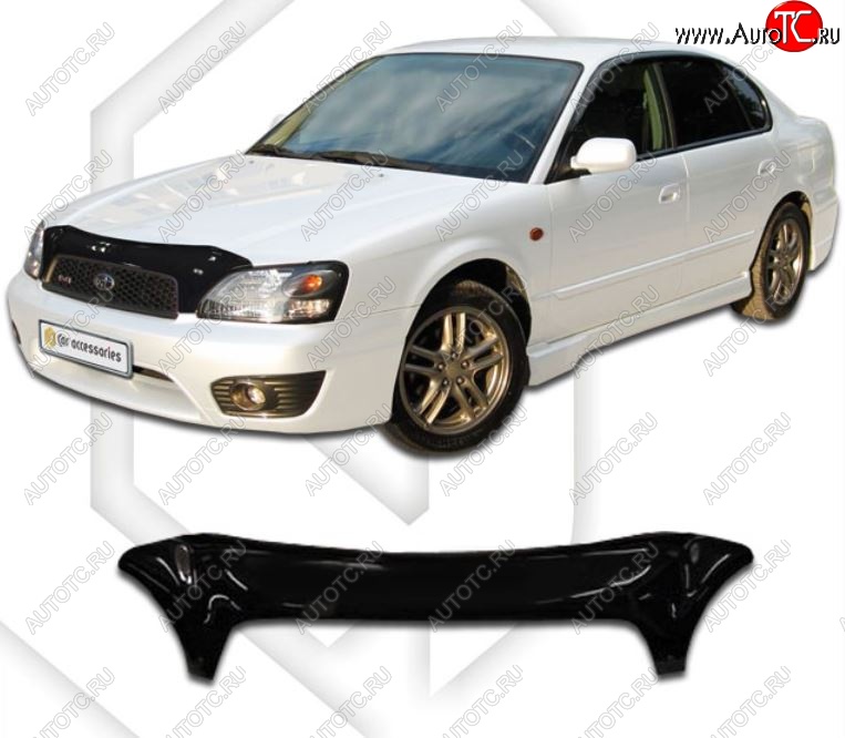 2 079 р. Дефлектор капота (левый руль) CA-Plastiс Subaru Legacy BH/BE12 универсал (1998-2003) (Classic черный, Без надписи)  с доставкой в г. Вологда