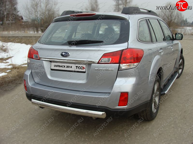 15 899 р. Защита заднего бампера (овальная) ТСС 75х42 мм Subaru Outback BS/B15 дорестайлинг универсал (2014-2018)  с доставкой в г. Вологда