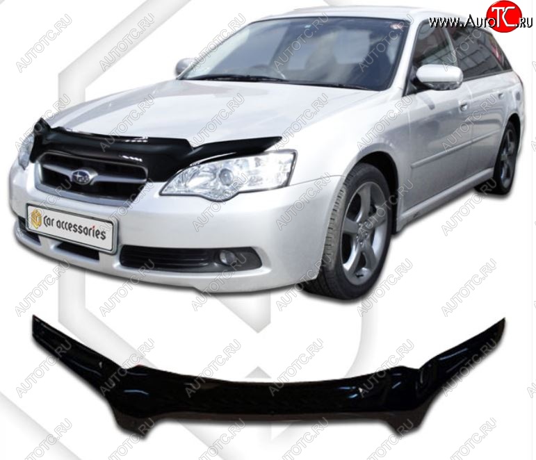 2 159 р. Дефлектор капота CA-Plastiс Subaru Outback BP дорестайлинг универсал (2003-2006) (Classic черный, Без надписи)  с доставкой в г. Вологда
