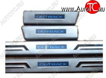 5 949 р. Накладки на порожки автомобиля (рестайлинг) СТ Subaru Outback BR/B14 дорестайлинг универсал (2009-2013)  с доставкой в г. Вологда