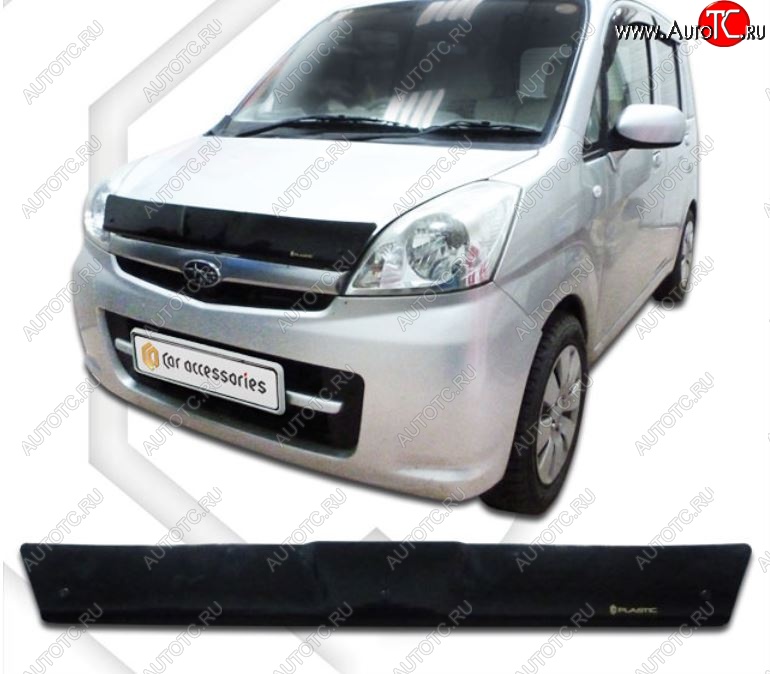 1 759 р. Дефлектор капота CA-Plastiс  Subaru Stella  RN (2006-2011) (Classic черный, Без надписи)  с доставкой в г. Вологда