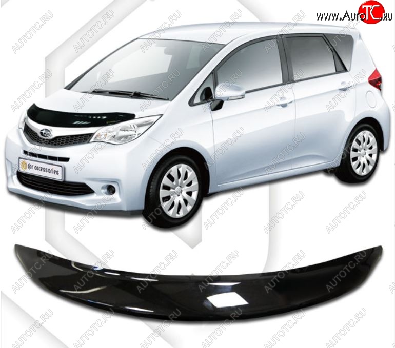 1 999 р. Дефлектор капота CA-Plastic Subaru Trezia (2010-2016) (Classic черный, Без надписи)  с доставкой в г. Вологда