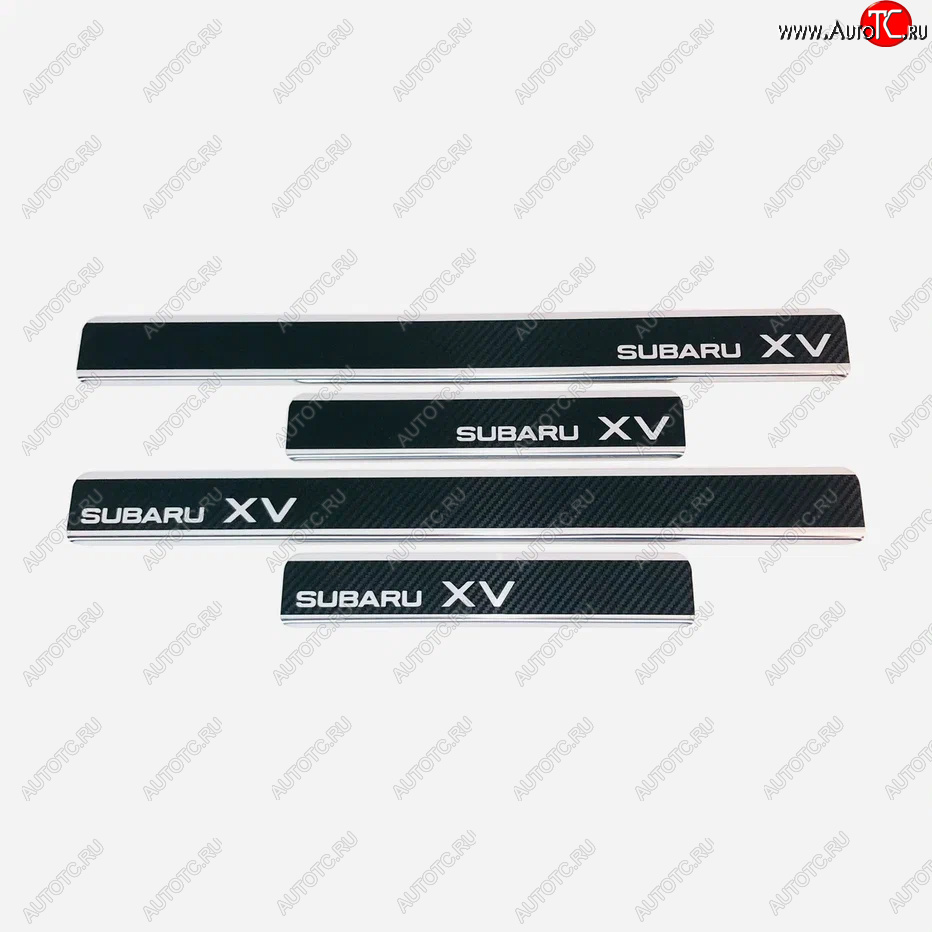 2 489 р. Накладки порожков салона INOX  Subaru XV  GP/G33 (2012-2017) дорестайлинг, рестайлинг (Нержавеющая сталь + карбон)  с доставкой в г. Вологда