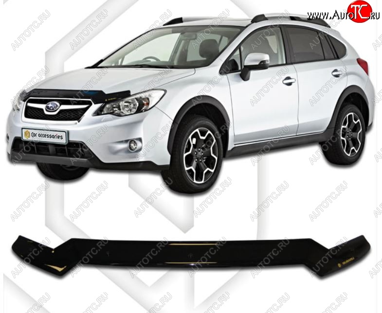 1 899 р. Дефлектор капота CA-Plastic  Subaru XV  GP/G33 (2012-2017) дорестайлинг, рестайлинг (Classic черный, Без надписи)  с доставкой в г. Вологда