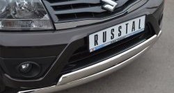 16 999 р. Защита переднего бампера (2 трубыØ75х42 мм, нержавейка) Russtal Suzuki Grand Vitara JT 5 дверей 2-ой рестайлинг (2012-2016)  с доставкой в г. Вологда. Увеличить фотографию 2