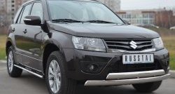 16 999 р. Защита переднего бампера (2 трубыØ75х42 мм, нержавейка) Russtal Suzuki Grand Vitara JT 5 дверей 2-ой рестайлинг (2012-2016)  с доставкой в г. Вологда. Увеличить фотографию 4
