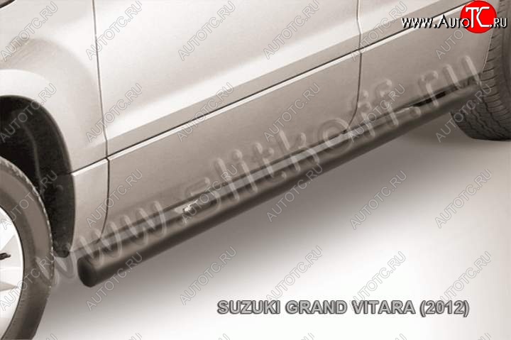 9 899 р. Защита порогов Slitkoff Suzuki Grand Vitara JT 5 дверей 2-ой рестайлинг (2012-2016) (Цвет: серебристый)  с доставкой в г. Вологда