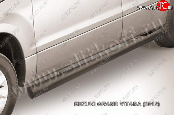 10 599 р. Защита порогов Slitkoff Suzuki Grand Vitara JT 5 дверей 2-ой рестайлинг (2012-2016) (Цвет: серебристый)  с доставкой в г. Вологда