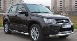 83 999 р. Защита порогов с пластиковыми вставками для ног из круглой трубы диаметром 76 мм (5 дв.) Russtal  Suzuki Grand Vitara  JT 5 дверей (2012-2016) 2-ой рестайлинг (Защита порогов с со скосами на торцах (вариант 1))  с доставкой в г. Вологда. Увеличить фотографию 4