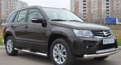 83 999 р. Защита порогов с пластиковыми вставками для ног из круглой трубы диаметром 76 мм (5 дв.) Russtal  Suzuki Grand Vitara  JT 5 дверей (2012-2016) 2-ой рестайлинг (Защита порогов с со скосами на торцах (вариант 1))  с доставкой в г. Вологда. Увеличить фотографию 9