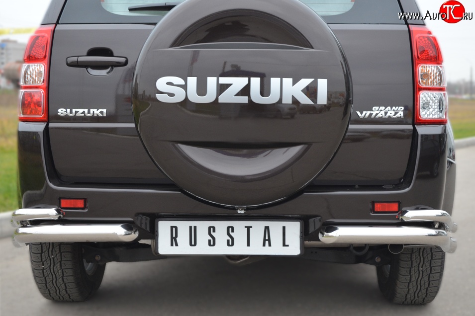 15 899 р. Защита заднего бампера (Ø63 и 42 мм, нержавейка) SLITKOFF Suzuki Grand Vitara JT 5 дверей 2-ой рестайлинг (2012-2016)  с доставкой в г. Вологда