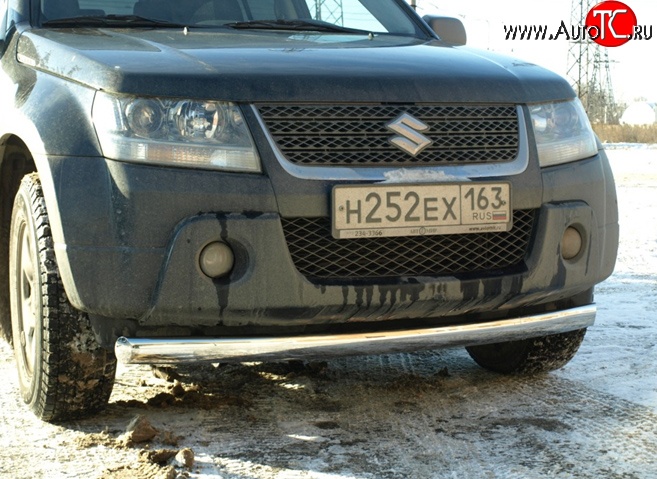9 499 р. Защита переднего бампера d75x42 мм Металл Дизайн Suzuki Grand Vitara JT 5 дверей дорестайлинг (2005-2008) (полированная нержавейка)  с доставкой в г. Вологда