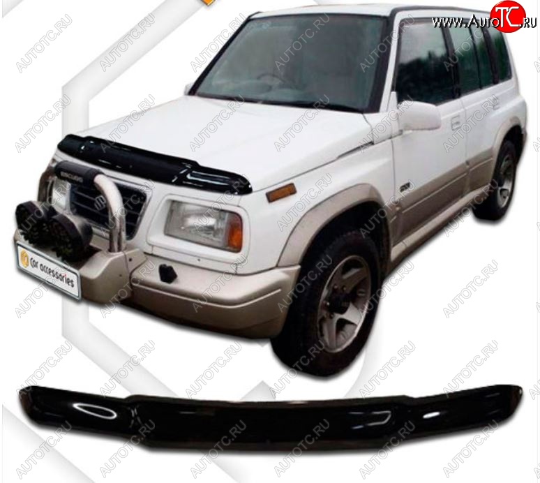 2 079 р. Дефлектор капота (1.6 л) CA-Plastiс  Suzuki Escudo  1 (1994-1997) рестайлинг (Classic черный, Без надписи)  с доставкой в г. Вологда