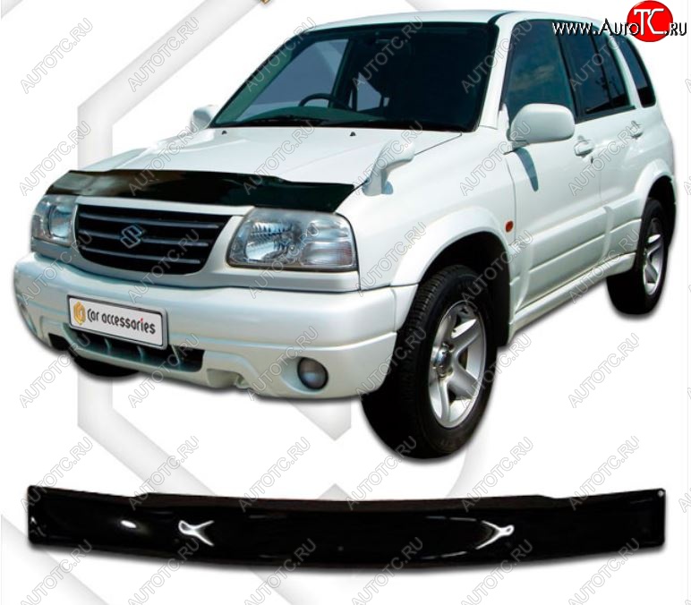 1 999 р. Дефлектор капота CA-Plastic Suzuki Escudo 2 (1997-2006) (Classic черный, Без надписи)  с доставкой в г. Вологда