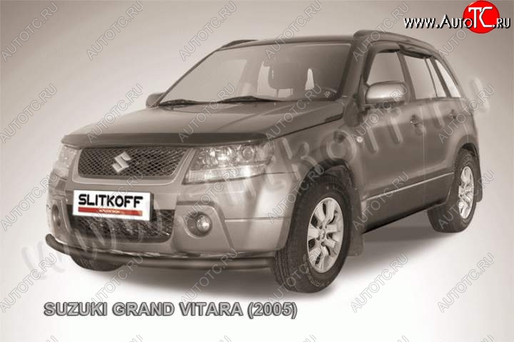 6 899 р. Защита переднего бампера Slitkoff Suzuki Grand Vitara JT 5 дверей дорестайлинг (2005-2008) (Цвет: серебристый)  с доставкой в г. Вологда