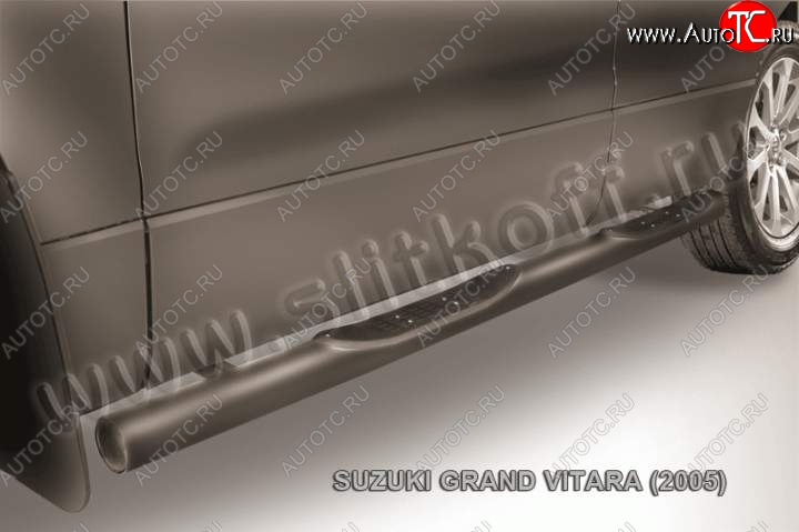 12 399 р. Защита порогов Slitkoff Suzuki Grand Vitara JT 5 дверей дорестайлинг (2005-2008) (Цвет: серебристый)  с доставкой в г. Вологда