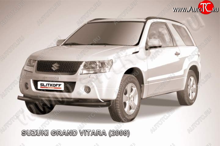 8 199 р. Защита переднего бампер Slitkoff Suzuki Grand Vitara JT 3 двери дорестайлинг (2005-2008) (Цвет: серебристый)  с доставкой в г. Вологда