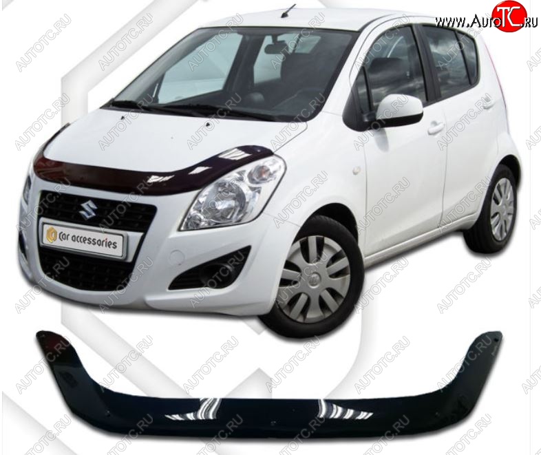 2 159 р. Дефлектор капота CA-Plastiс  Suzuki Splash (2015-2018) (Classic черный, Без надписи)  с доставкой в г. Вологда