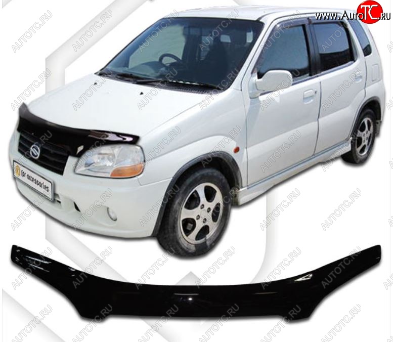 1 999 р. Дефлектор капота CA-Plastic Suzuki Swift HT51S дорестайлинг, хэтчбэк 5 дв. (2000-2003) (Classic черный, Без надписи)  с доставкой в г. Вологда