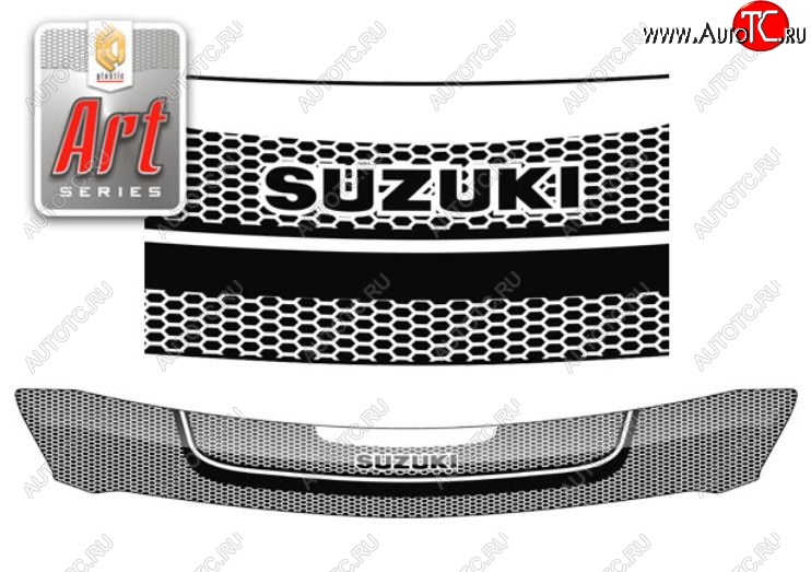2 159 р. Дефлектор капота CA-Plastiс  Suzuki Swift  ZC72S (2010-2016) дорестайлинг, хэтчбэк 5 дв., рестайлинг, хэтчбэк 5 дв. (Серия Art белая)  с доставкой в г. Вологда