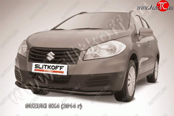 6 999 р. защита переднего бампера Slitkoff Suzuki SX4 JYB, JYA хэтчбэк дорестайлинг (2013-2016) (Цвет: серебристый)  с доставкой в г. Вологда