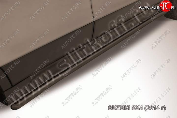 8 999 р. Защита порогов Slitkoff Suzuki SX4 JYB, JYA хэтчбэк дорестайлинг (2013-2016) (Цвет: серебристый)  с доставкой в г. Вологда