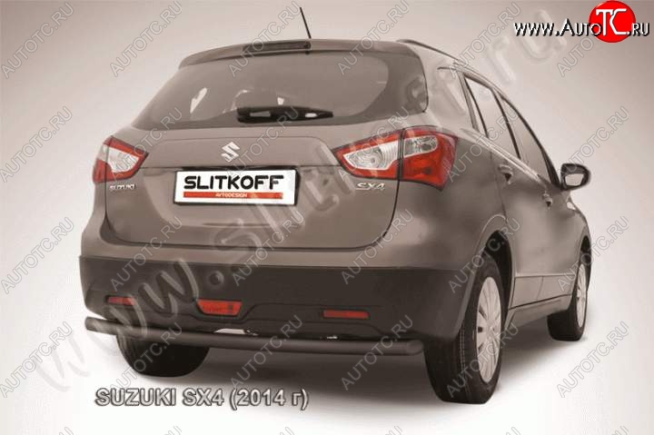 7 599 р. Защита задняя Slitkoff Suzuki SX4 JYB, JYA хэтчбэк дорестайлинг (2013-2016) (Цвет: серебристый)  с доставкой в г. Вологда