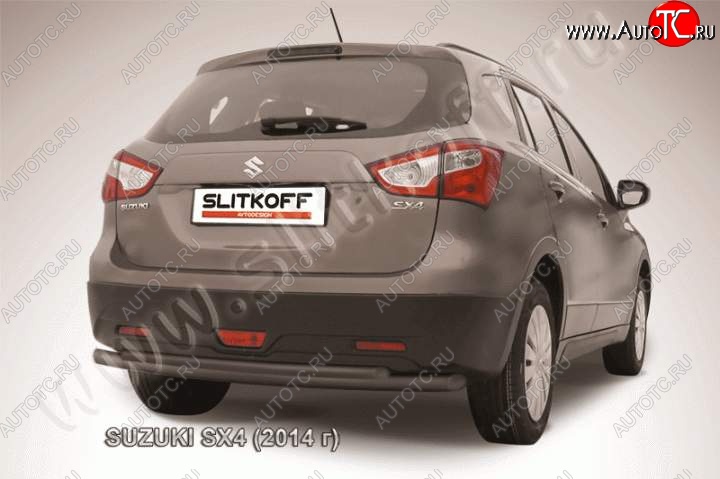 7 999 р. Защита задняя Slitkoff Suzuki SX4 JYB, JYA хэтчбэк дорестайлинг (2013-2016) (Цвет: серебристый)  с доставкой в г. Вологда
