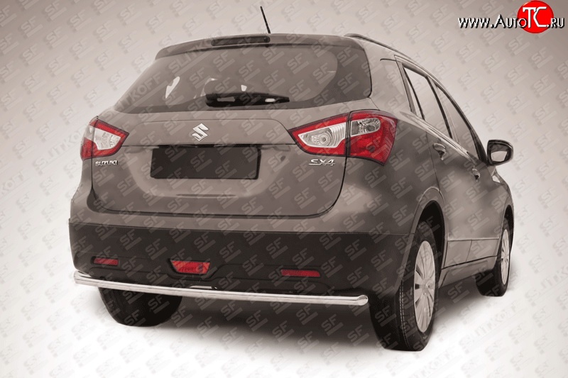 7 949 р. Одинарная защита заднего бампера из трубы диаметром 42 мм Slitkoff Suzuki SX4 JYB, JYA хэтчбэк дорестайлинг (2013-2016) (Цвет: нержавеющая полированная сталь)  с доставкой в г. Вологда