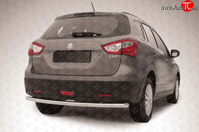 10 849 р. Одинарная защита заднего бампера из трубы диаметром 57 мм Slitkoff Suzuki SX4 JYB, JYA хэтчбэк дорестайлинг (2013-2016) (Цвет: нержавеющая полированная сталь)  с доставкой в г. Вологда