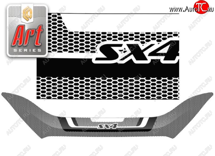 2 479 р. Дефлектор капота CA-Plastiс  Suzuki SX4  JAB, JYA (2016-2021) хэтчбэк рестайлинг (Серия Art серебро)  с доставкой в г. Вологда
