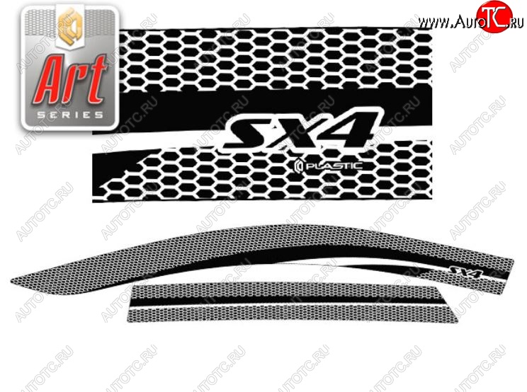 2 299 р. Дефлектора окон CA-Plastic  Suzuki SX4  JAB, JYA (2016-2021) хэтчбэк рестайлинг (Серия Art графит, Без хром.молдинга)  с доставкой в г. Вологда