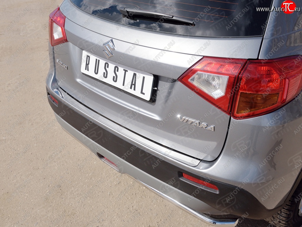 1 659 р. Накладка защитная на задний бампер Russtal (лист нерж зеркальный) Suzuki Vitara LY дорестайлинг (2015-2019)  с доставкой в г. Вологда
