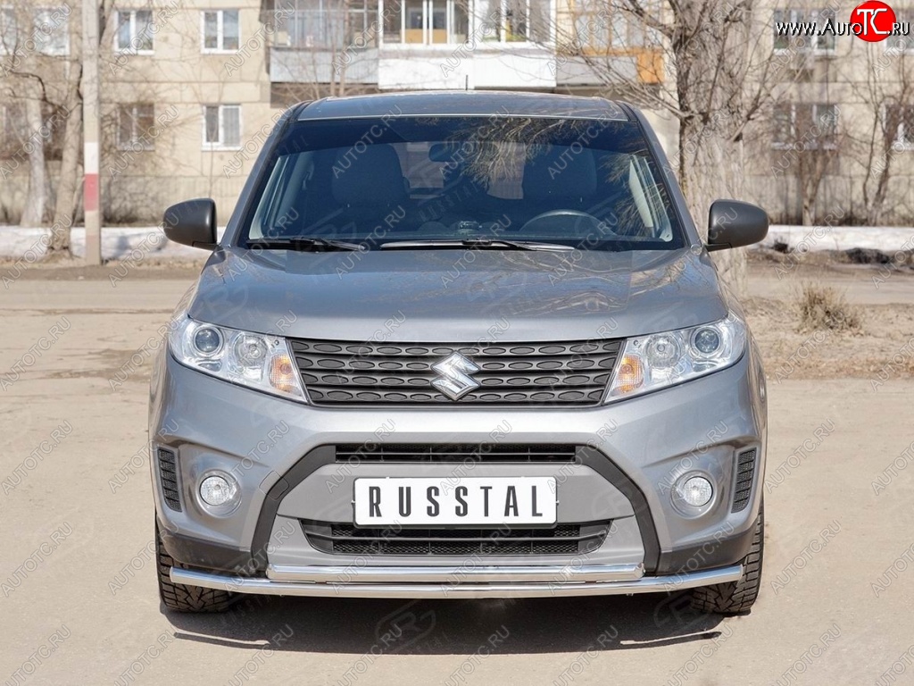 16 949 р. Защита переднего бампера (2 трубыØ42 мм, нержавейка) SLITKOFF Suzuki Vitara LY дорестайлинг (2015-2019)  с доставкой в г. Вологда