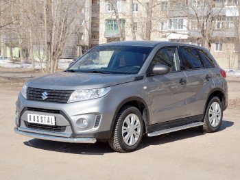 17 699 р. Защита переднего бампера (2 трубы Ø63 и 42 мм, нержавейка) SLITKOFF Suzuki Vitara LY дорестайлинг (2015-2019)  с доставкой в г. Вологда. Увеличить фотографию 3