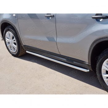 17 299 р. Защита порогов SLITKOFF из круглой трубы диаметром 42 мм v3 Suzuki Vitara LY дорестайлинг (2015-2019)  с доставкой в г. Вологда. Увеличить фотографию 2