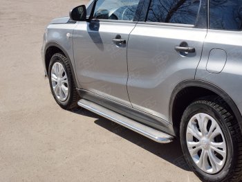 35 549 р. Широкая защита порогов с трубой диаметром 42 мм SLITKOFF v3 Suzuki Vitara LY дорестайлинг (2015-2019)  с доставкой в г. Вологда. Увеличить фотографию 3