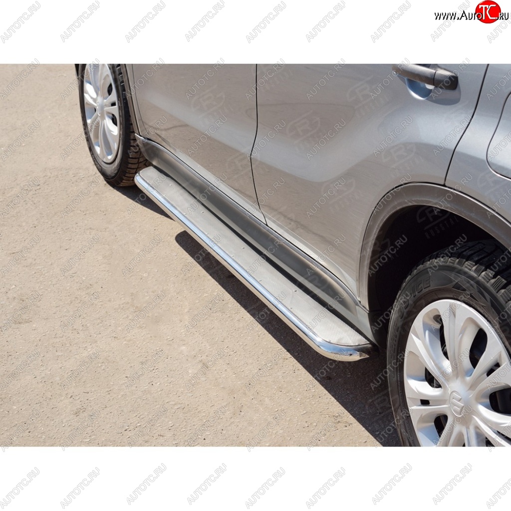 35 549 р. Широкая защита порогов с трубой диаметром 42 мм SLITKOFF v3 Suzuki Vitara LY дорестайлинг (2015-2019)  с доставкой в г. Вологда