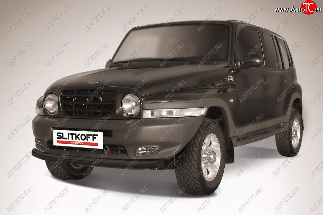 8 849 р. Защита переднего бампера Slitkoff (d76 мм) ТАГАЗ Tager 5d (2008-2012) (Сталь с полимерным покрытием. Цвет: чёрный)  с доставкой в г. Вологда