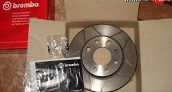 Передний тормозной диск Brembo Max 14 с вентиляцией и проточками Лада Приора 2172 хэтчбек дорестайлинг (2008-2014)