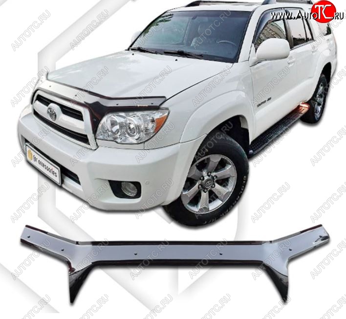 2 599 р. Дефлектор капота CA-Plastiс Toyota 4Runner N210 рестайлинг (2005-2009) (Classic черный, Без надписи)  с доставкой в г. Вологда