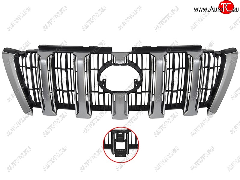 7 949 р. Решётка радиатора SAT (под камеру, хром-серебро) Toyota Land Cruiser Prado J150 1-ый рестайлинг (2013-2017)  с доставкой в г. Вологда