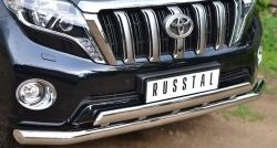18 649 р. Защита переднего бампера (2 трубыØ76 и 75х42 мм, нержавейка) Russtal Toyota Land Cruiser Prado J150 1-ый рестайлинг (2013-2017)  с доставкой в г. Вологда. Увеличить фотографию 2